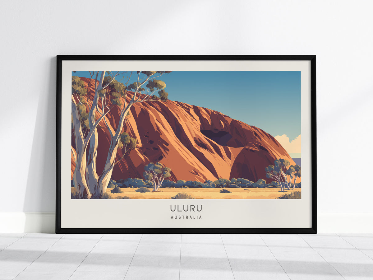 Uluru Landscape Matte Border Poster | Australia Vacation Wall Art — framed wall art, 24x36 in