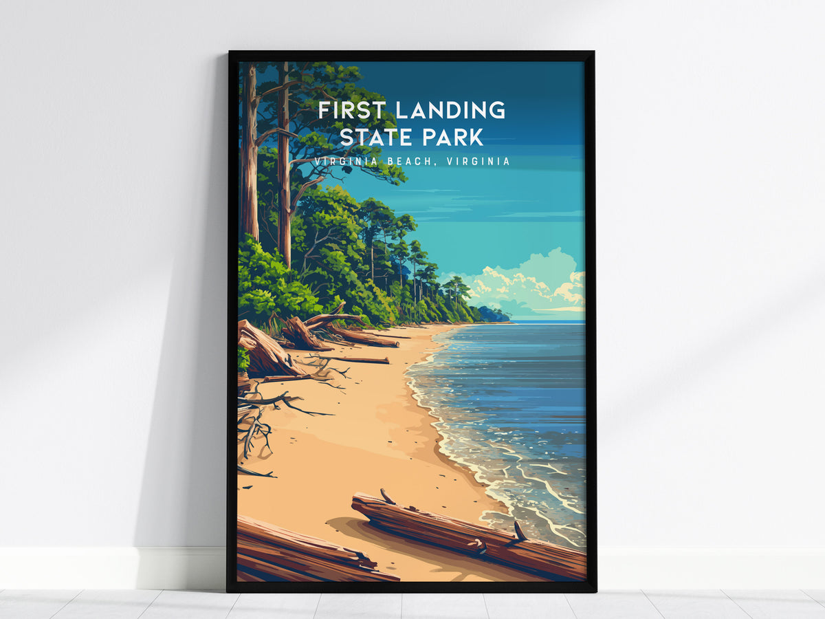 First Landing State Park, Virginia Beach, Virginia Poster | Travel Gift Destination Print Wall Art — framed wall art, 24x36 i