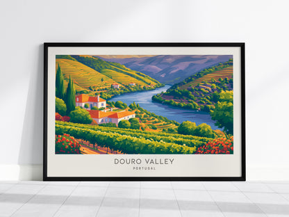 Douro Valley Landscape Matte Border Poster | Portugal Travel Wall Art — framed wall art, 24x36 in