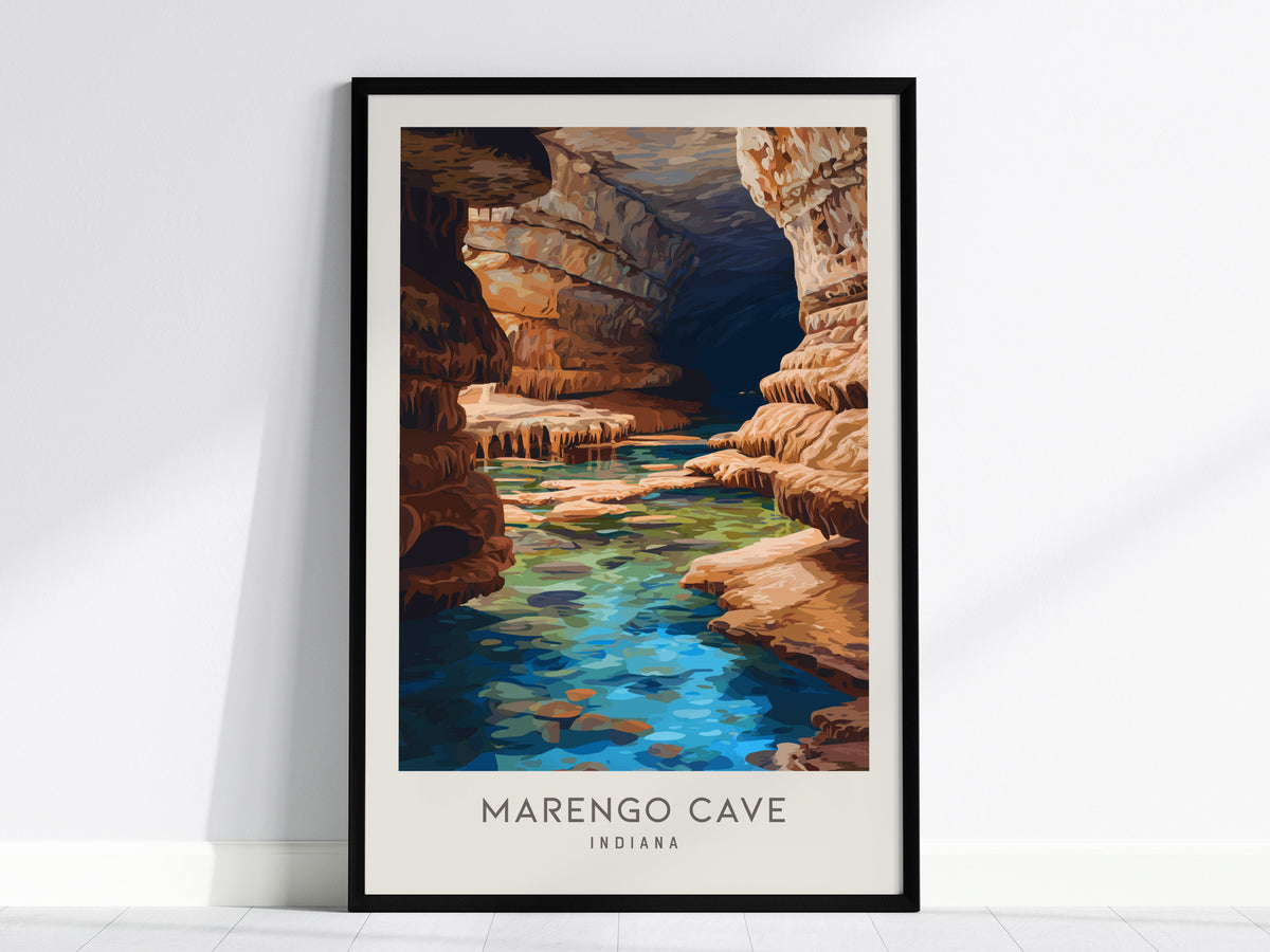Marengo Cave Matte Border Poster | Indiana Travel Wall Art — framed wall art, 24x36 in