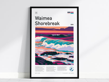 Waimea Shorebreak, Hawaii Poster | Thundering Waves North Shore Wall Art — framed wall art, 24x36 in