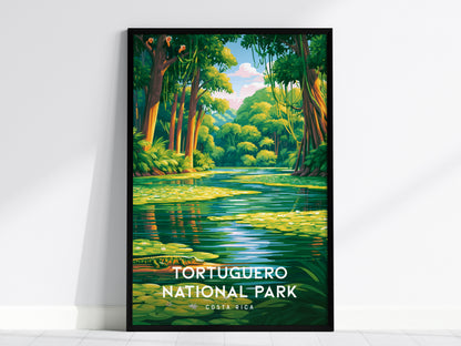 Tortuguero National Park, Costa Rica Poster | Sea Turtle & Rainforest Canal Wall Art — framed wall art, 24x36 in