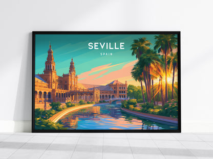 Seville, Spain Landscape Poster | Andalusian Splendor Vacation Wall Art — framed wall art, 24x36 in