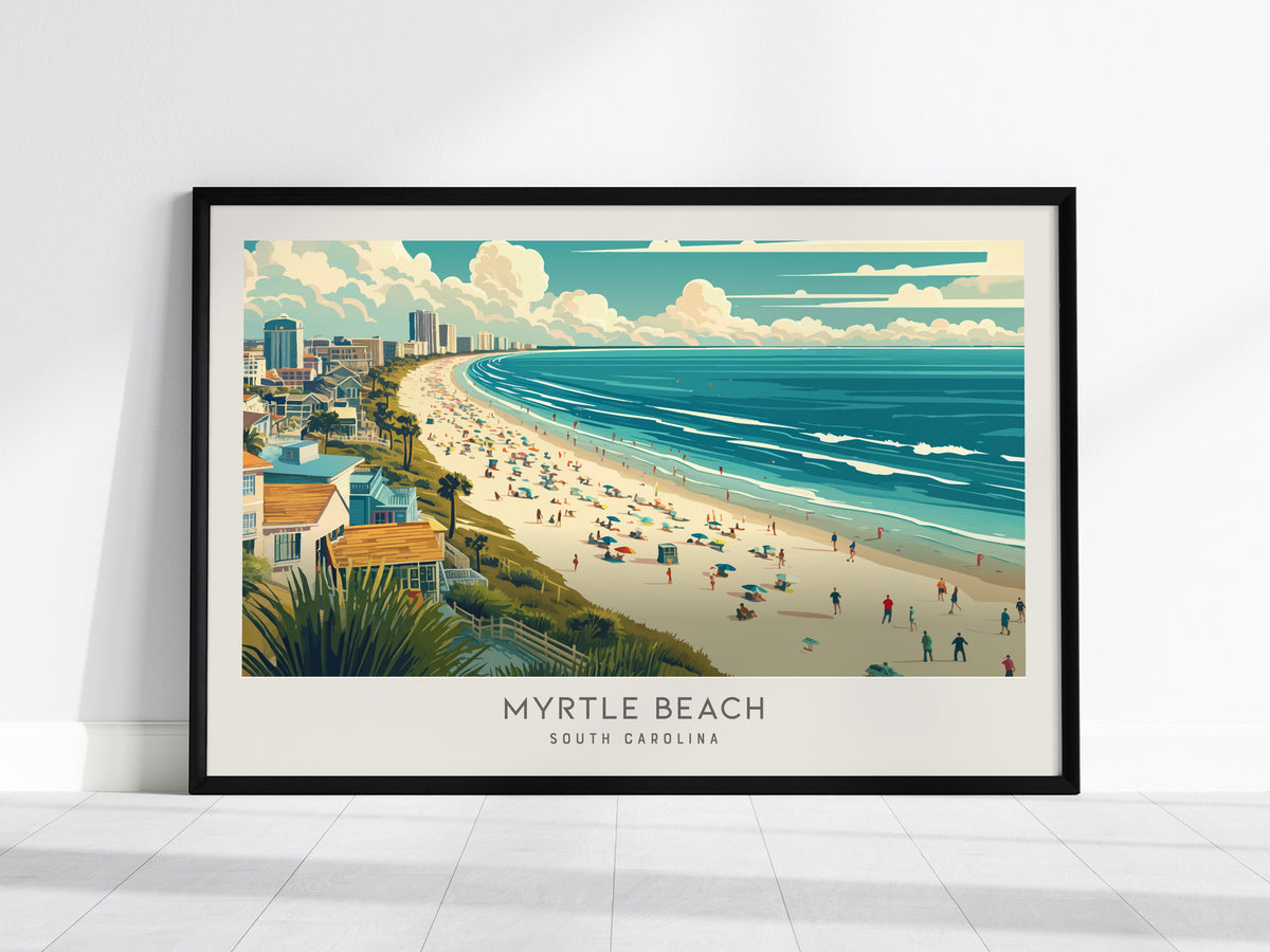 Myrtle Beach Landscape Matte Border Poster | South Carolina Vacation Wall Art — framed wall art, 24x36 in