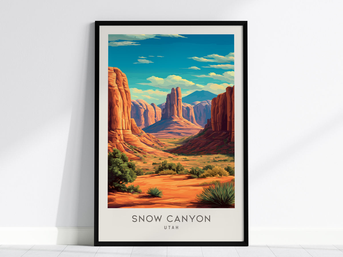 Snow Canyon Matte Border Poster | Utah Travel Wall Art — framed wall art, 24x36 in