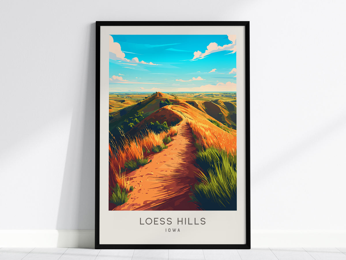 Loess Hills Matte Border Poster | Iowa Travel Wall Art — framed wall art, 24x36 in