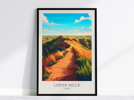 Loess Hills Matte Border Poster | Iowa Travel Wall Art — framed wall art, 24x36 in