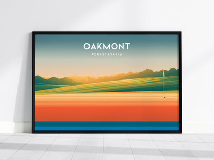 Oakmont, Pennsylvania Landscape Poster | Golf Wall Art & Framed or Unframed Links Decor — framed wall art, 24x36 in