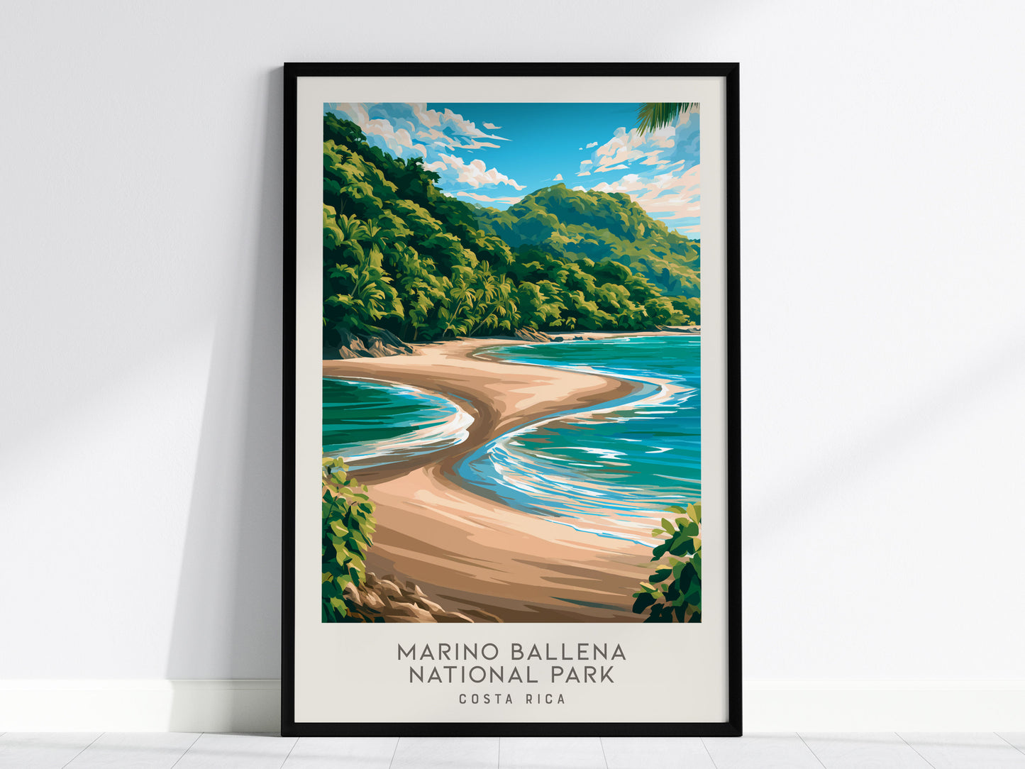 Marino Ballena National Park Matte Border Poster | Costa Rica Travel Wall Art — framed wall art, 24x36 in