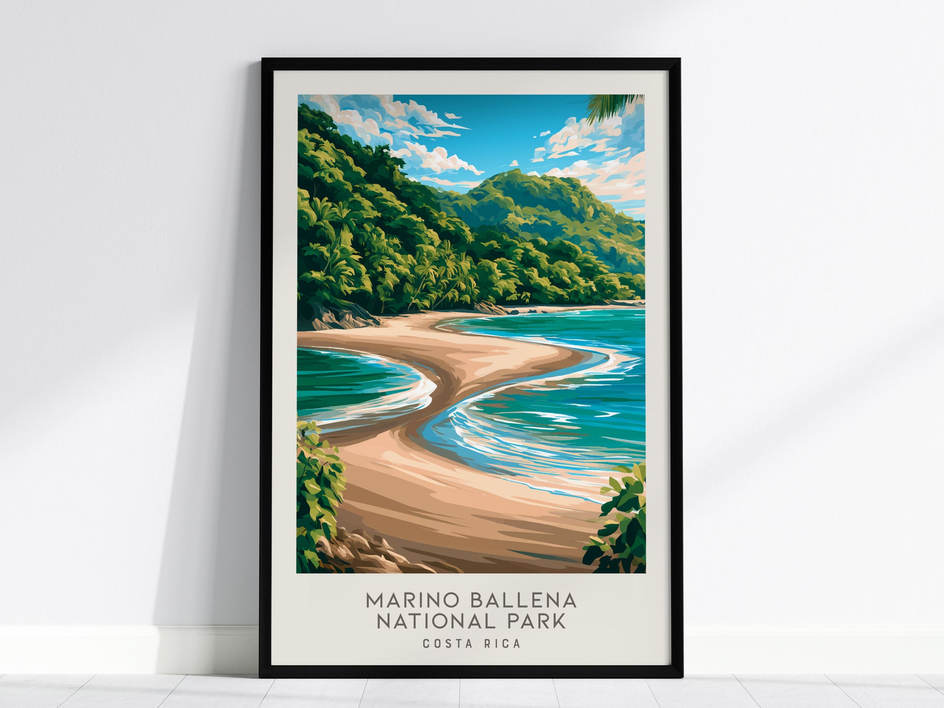 Marino Ballena National Park Matte Border Poster | Costa Rica Travel Wall Art — framed wall art, 24x36 in