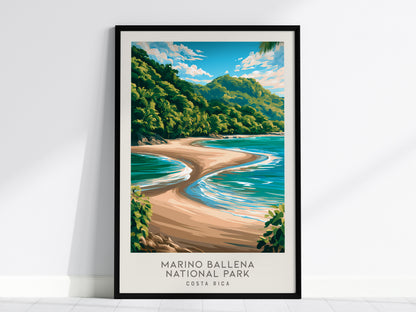 Marino Ballena National Park Matte Border Poster | Costa Rica Travel Wall Art — framed wall art, 24x36 in