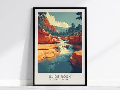 Slide Rock Matte Border Poster | Sedona, Arizona Travel Wall Art — framed wall art, 24x36 in