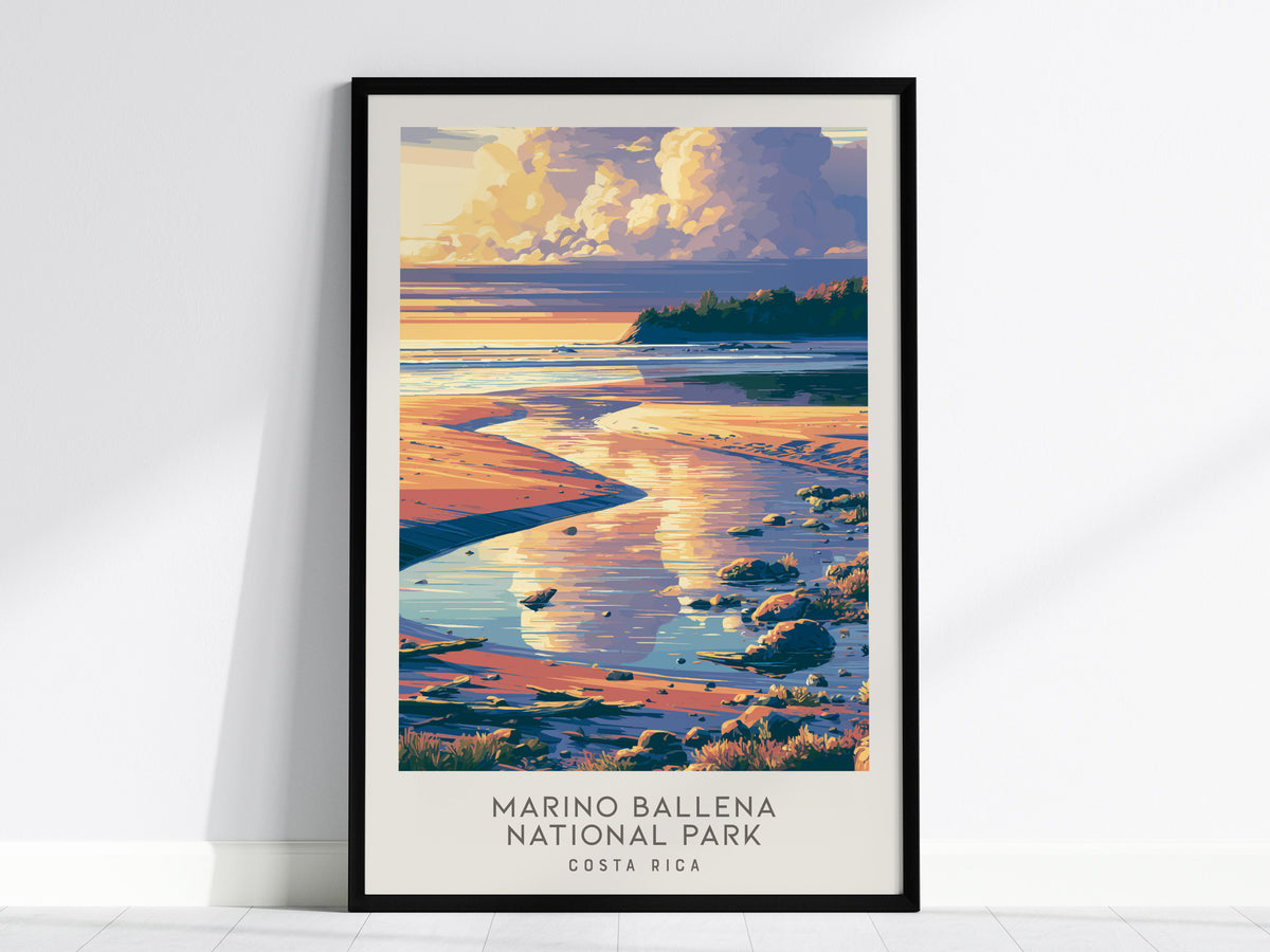 Marino Ballena National Park Matte Border Poster | Costa Rica Travel Wall Art — framed wall art, 24x36 in