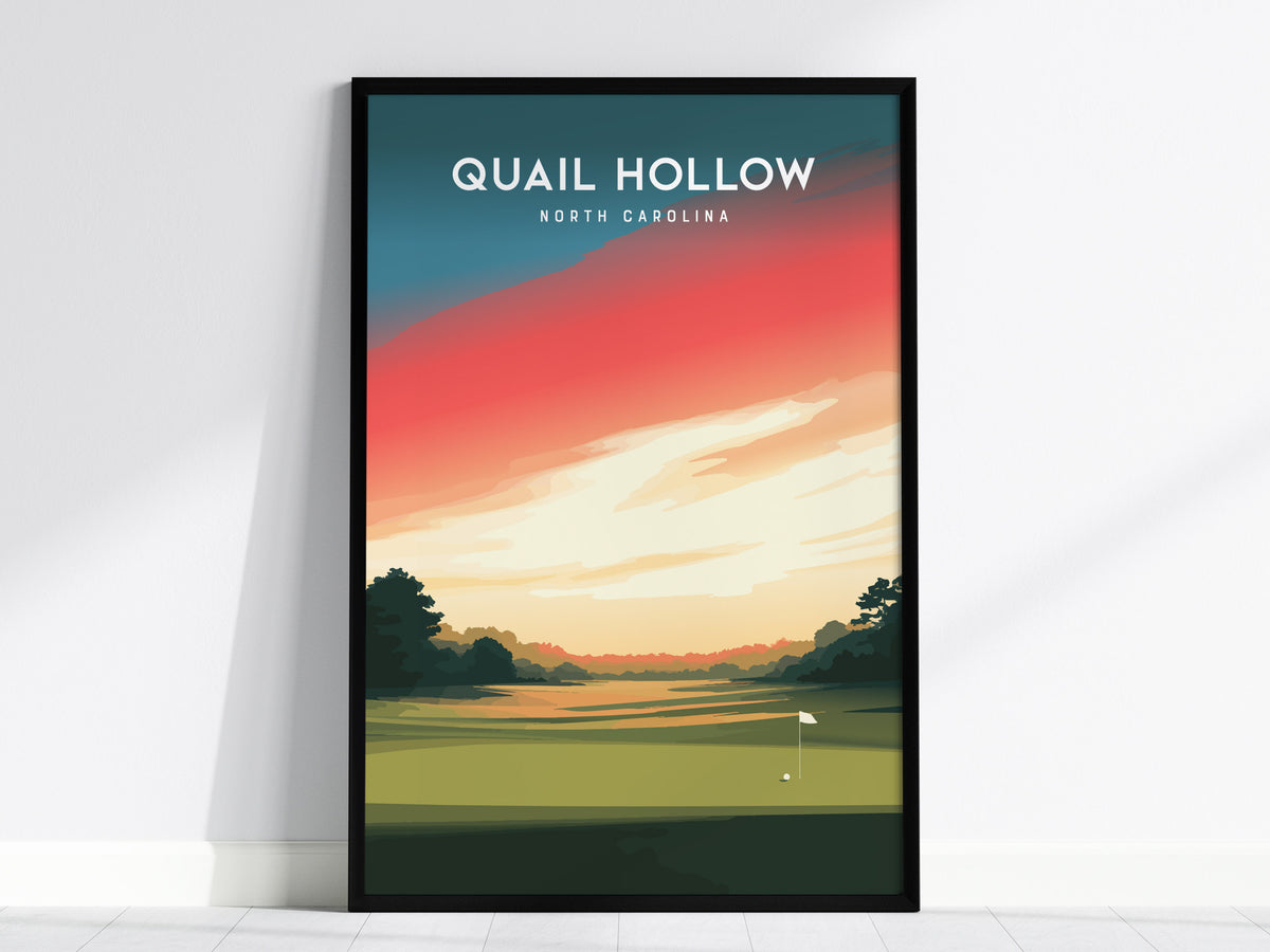 Quail Hollow, North Carolina Poster | Golf Wall Art & Golfer Gift — framed wall art, 24x36 in