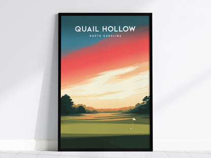 Quail Hollow, North Carolina Poster | Golf Wall Art & Golfer Gift — framed wall art, 24x36 in