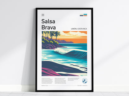 Salsa Brava, Limón, Costa Rica Poster | Caribbean Surf Wave Print Wall Art — framed wall art, 24x36 in