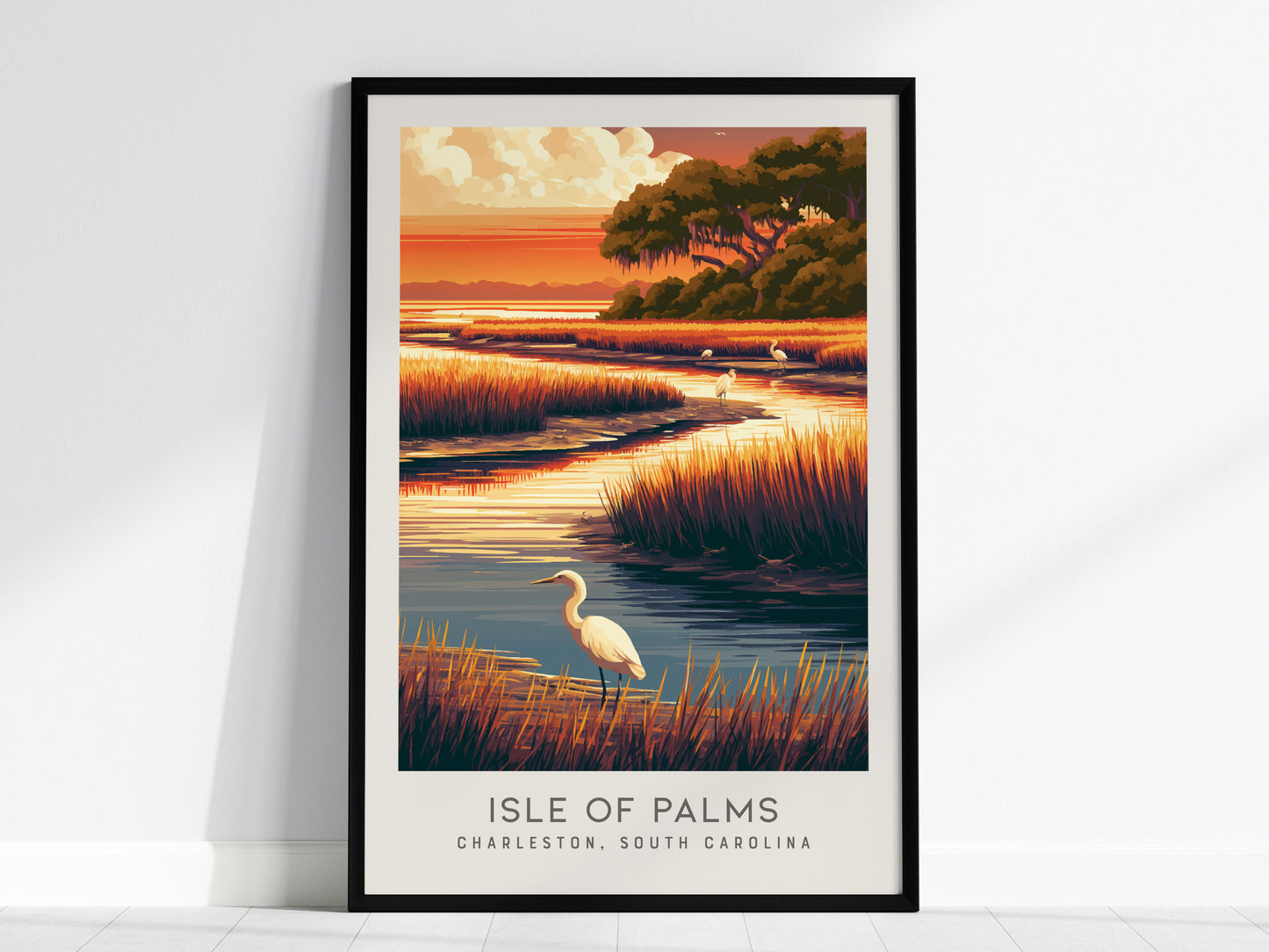 Isle of Palms Matte Border Poster | Charleston South Carolina Travel Wall Art — framed wall art, 24x36 in
