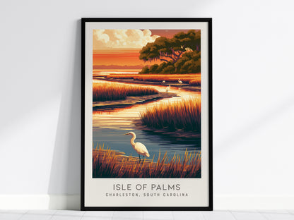 Isle of Palms Matte Border Poster | Charleston South Carolina Travel Wall Art — framed wall art, 24x36 in