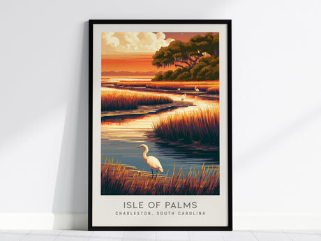 Isle of Palms Matte Border Poster | Charleston South Carolina Travel Wall Art — framed wall art, 24x36 in