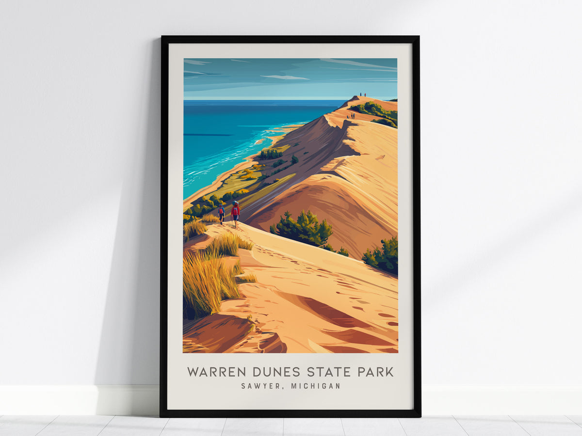 Warren Dunes State Park Matte Border Poster | Sawyer, Michigan Destination Print — framed wall art, 24x36 in