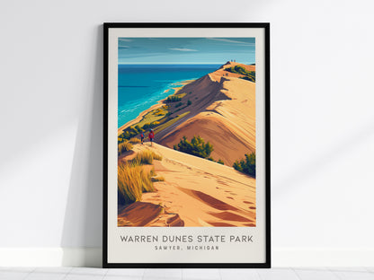 Warren Dunes State Park Matte Border Poster | Sawyer, Michigan Destination Print — framed wall art, 24x36 in