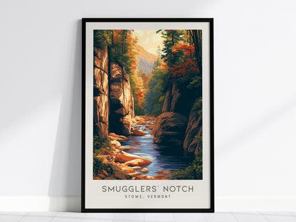 Smugglers' Notch Matte Border Poster | Stowe, Vermont Travel Wall Art — framed wall art, 24x36 in
