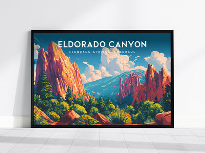 Eldorado Canyon Landscape Poster | Eldorado Springs, Colorado Travel Wall Art — framed wall art, 24x36 in