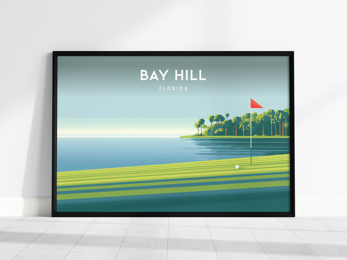 Bay Hill, Florida Landscape Poster | Golf Course Print & Golfer Gift Wall Art — framed wall art, 24x36 in