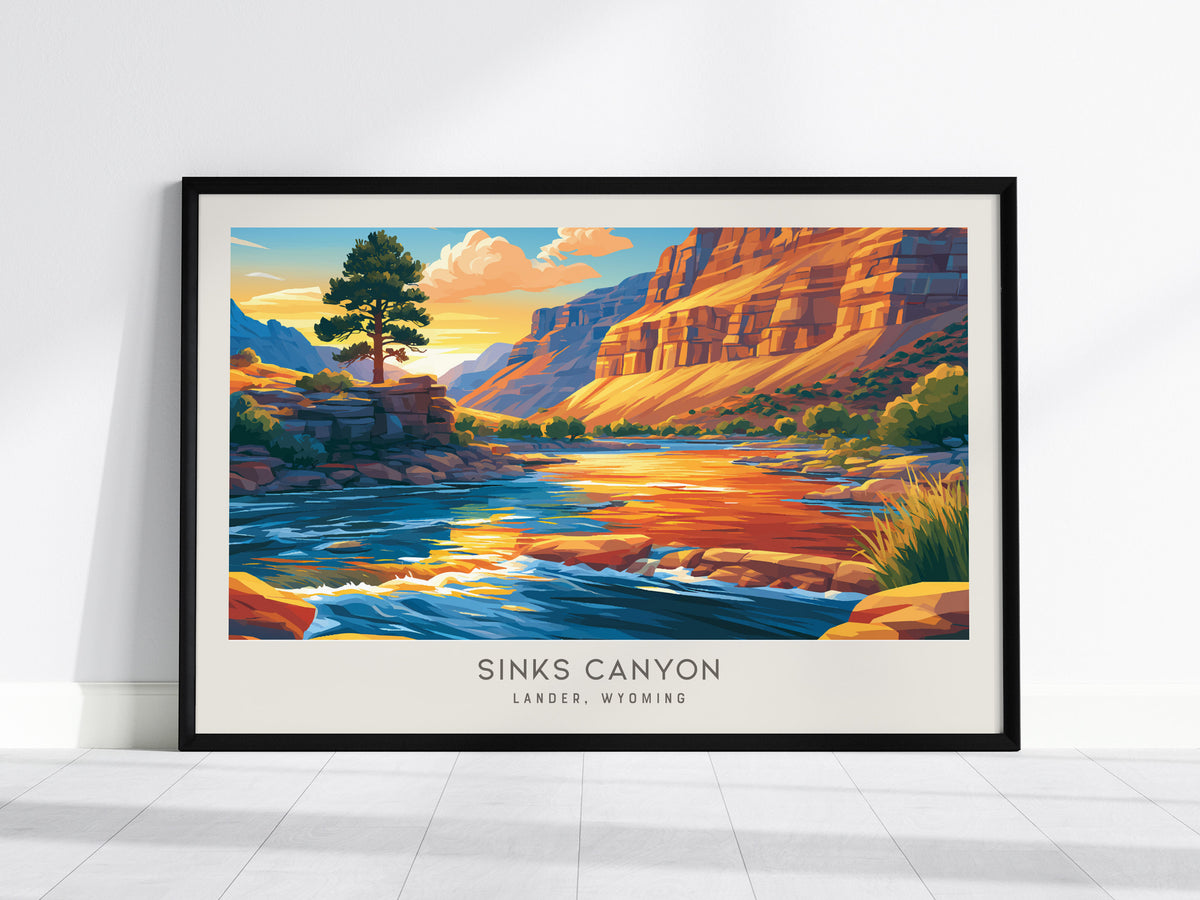 Sinks Canyon Landscape Matte Border Poster | Lander, Wyoming Framed or Unframed Destination Print — framed wall art, 24x36 in