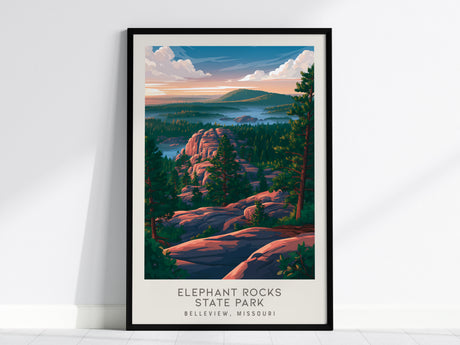 Elephant Rocks State Park Matte Border Poster | Belleview, Missouri Destination Print — framed wall art, 24x36 in