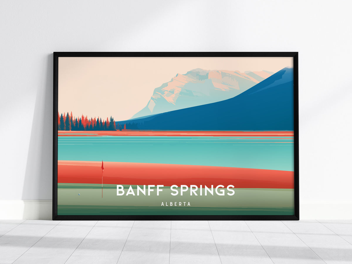 Banff Springs, Alberta Landscape Poster | Links Poster & Framed or Unframed Wall Art — framed wall art, 24x36 in