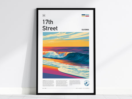 17th Street, Florida Poster | Golden Hour Surf Break Wall Art — framed wall art, 24x36 in