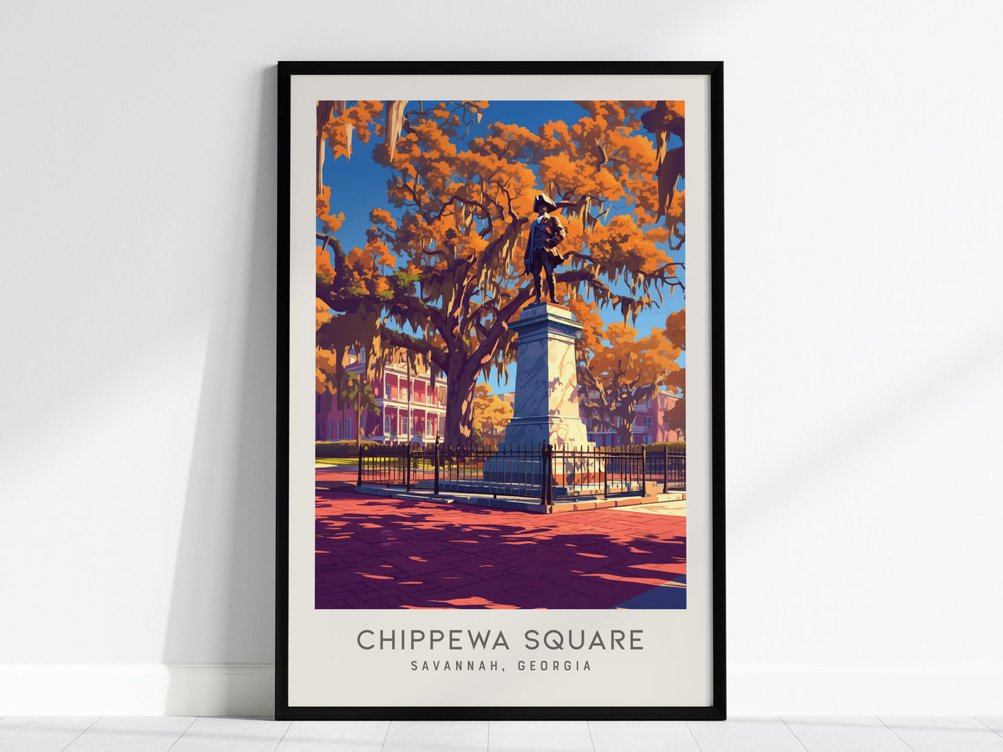 Chippewa Square Matte Border Poster | Savannah, Georgia Travel Wall Art — framed wall art, 24x36 in