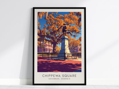 Chippewa Square Matte Border Poster | Savannah, Georgia Travel Wall Art — framed wall art, 24x36 in