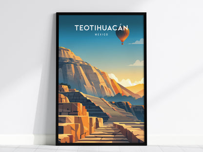 Teotihuacán, Mexico Poster | Ancient Pyramids Destination Print Wall Art — framed wall art, 24x36 in