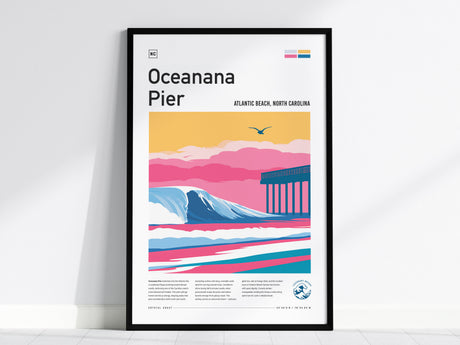 Oceanana Pier, Atlantic Beach, North Carolina Poster | Surf Wall Art & Beach House Decor — framed wall art, 24x36 in