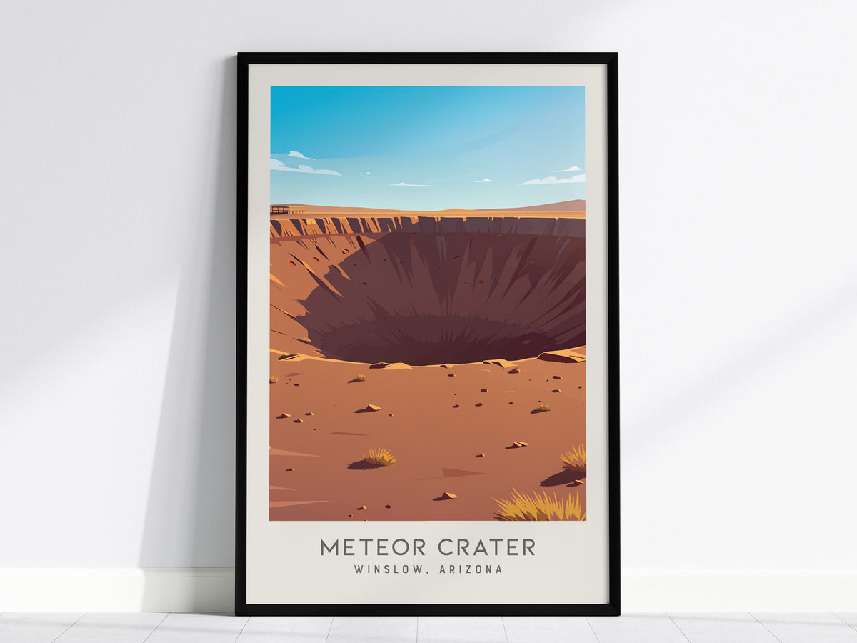 Meteor Crater Matte Border Poster | Winslow, Arizona Destination Print — framed wall art, 24x36 in
