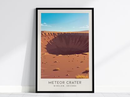 Meteor Crater Matte Border Poster | Winslow, Arizona Destination Print — framed wall art, 24x36 in