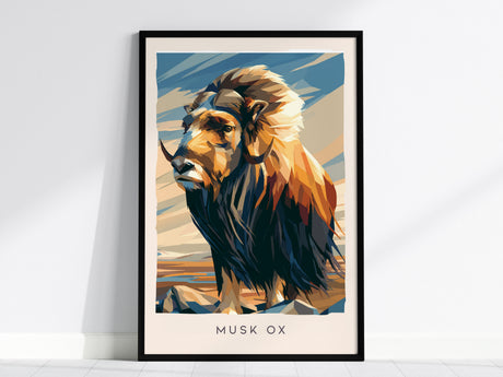 Musk Ox, Ovibos moschatus Poster | Arctic Tundra Wildlife Wall Art — framed wall art, 24x36 in