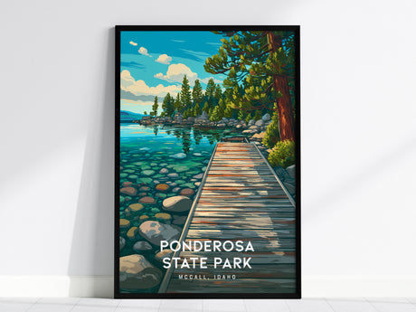 Ponderosa State Park, McCall, Idaho Poster | Mountain Lake Wilderness Framed or Unframed Wall Art — framed wall art, 24x36 in
