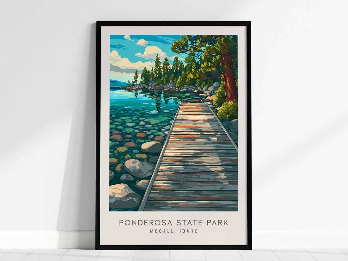Ponderosa State Park Matte Border Poster | Mccall, Idaho Destination Print Travel Wall Art — framed wall art, 24x36 in