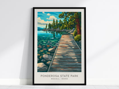 Ponderosa State Park Matte Border Poster | Mccall, Idaho Destination Print Travel Wall Art — framed wall art, 24x36 in