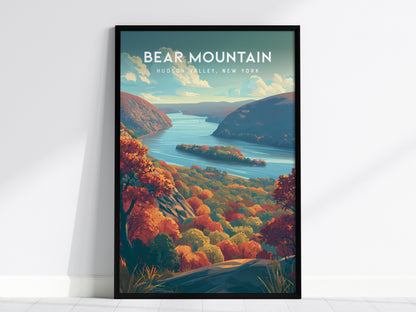 Bear Mountain, Hudson Valley, New York Poster | Scenic Hiking Trail Travel Wall Art — framed wall art, 24x36 in