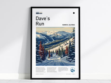 Dave's Run, Mammoth, California Poster | Ski Lodge Decor Mountain Wall Art — framed wall art, 24x36 in