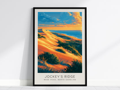 Jockey's Ridge Matte Border Poster | Nags Head, North Carolina Coastal Beach Decor — framed wall art, 24x36 in