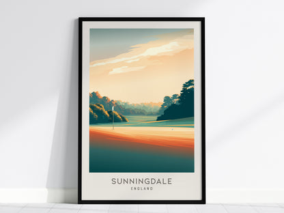 Sunningdale Matte Border Poster | England Golf Course Print & Country Club Decor — framed wall art, 24x36 in