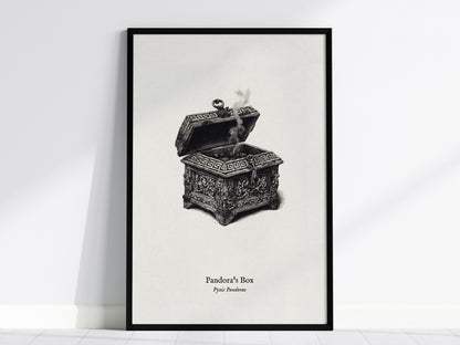 Pandora's Box Poster | Pyxis Pandorae Pen and Ink Print Vintage Scientific Illustration Wall Art — framed wall art, 24x36 in