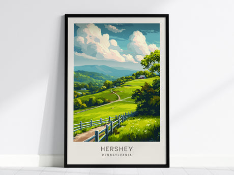 Hershey Matte Border Poster | Pennsylvania Travel Wall Art — framed wall art, 24x36 in