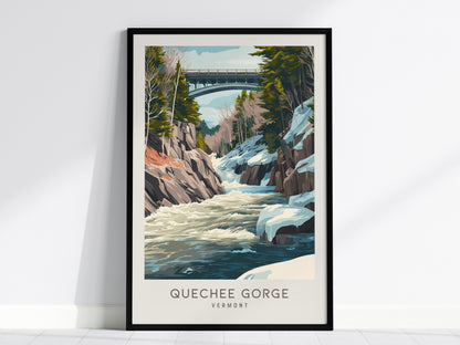 Quechee Gorge Matte Border Poster | Vermont Destination Print Travel Wall Art — framed wall art, 24x36 in