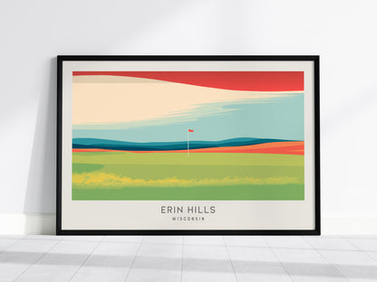 Erin Hills Landscape Matte Golf Wall Art | Wisconsin Links Poster — framed wall art, 24x36 in